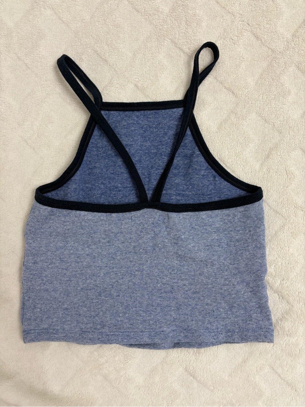 Zara Blue Crop Tank with Navy Blue Trim - Picture 2 of 2